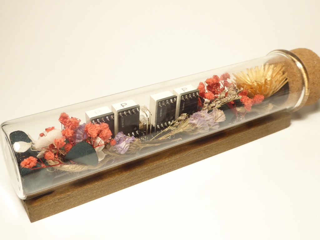 【鏡文字版】コルク瓶型デジタルLED時計(椿)-CK05001-