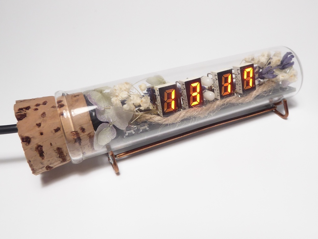 小型コルク瓶型デジタルLED時計(藤)-CK07002-