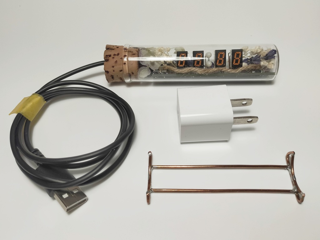 小型コルク瓶型デジタルLED時計(藤)-CK07002-