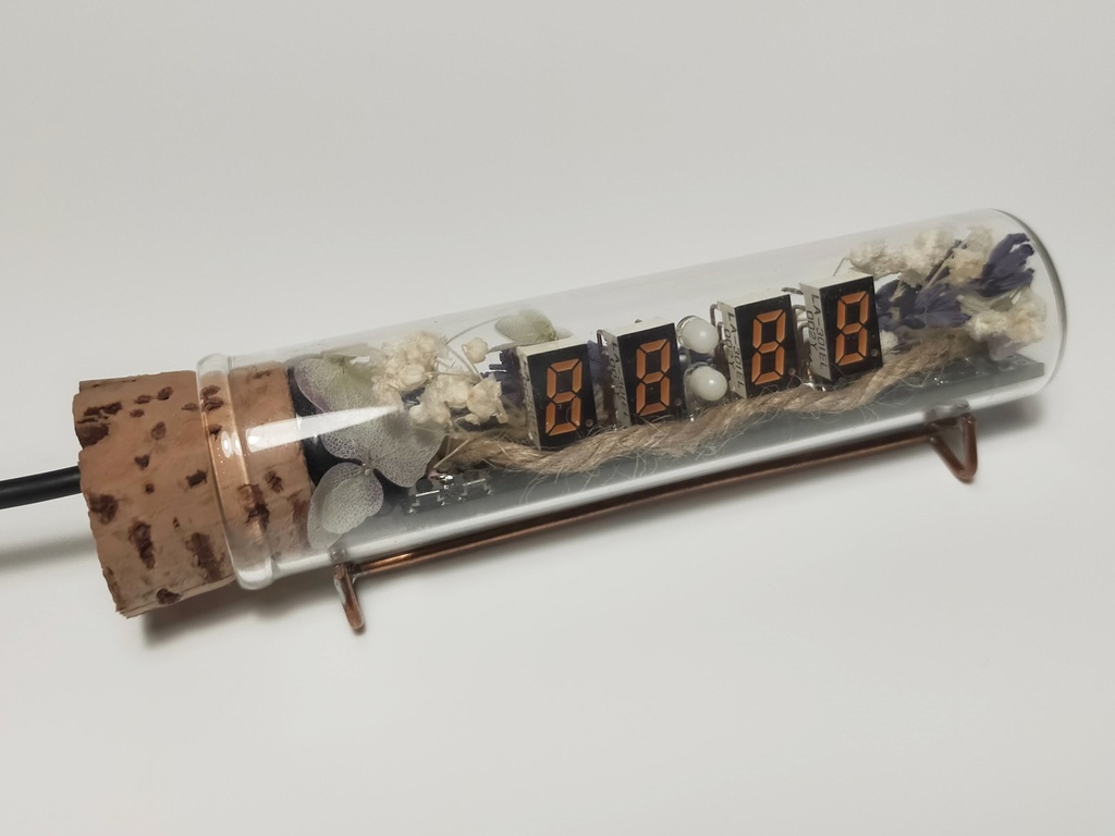 小型コルク瓶型デジタルLED時計(藤)-CK07002-