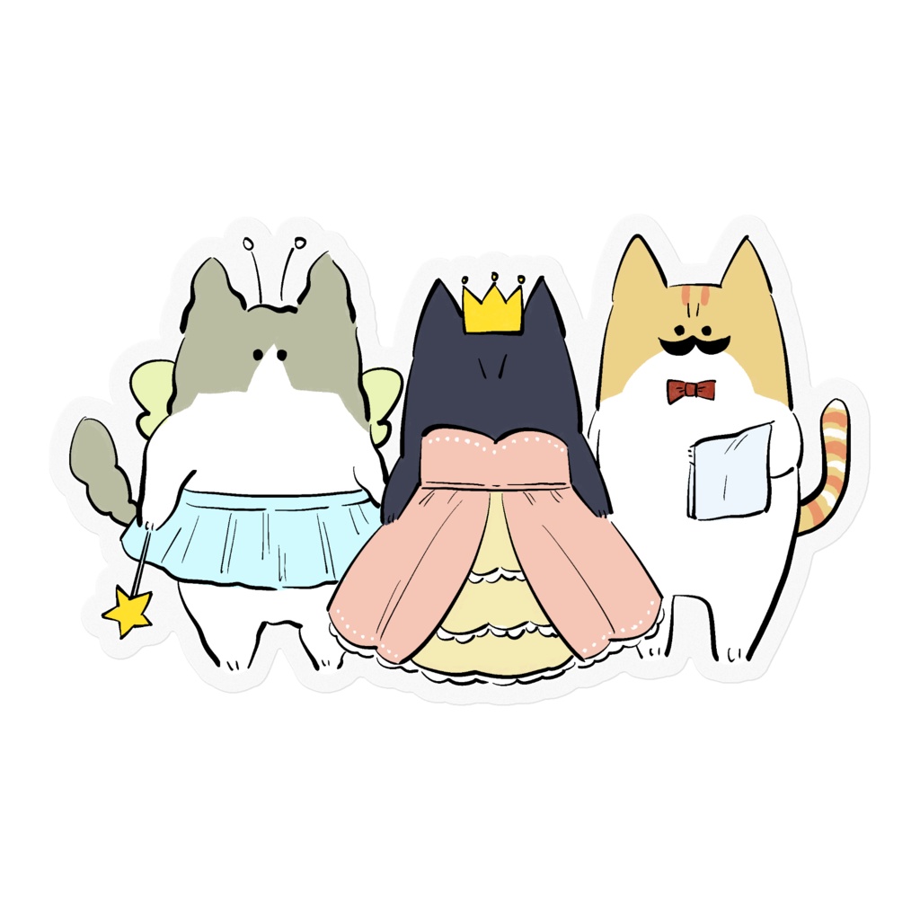 ファンタジー三匹ステッカー