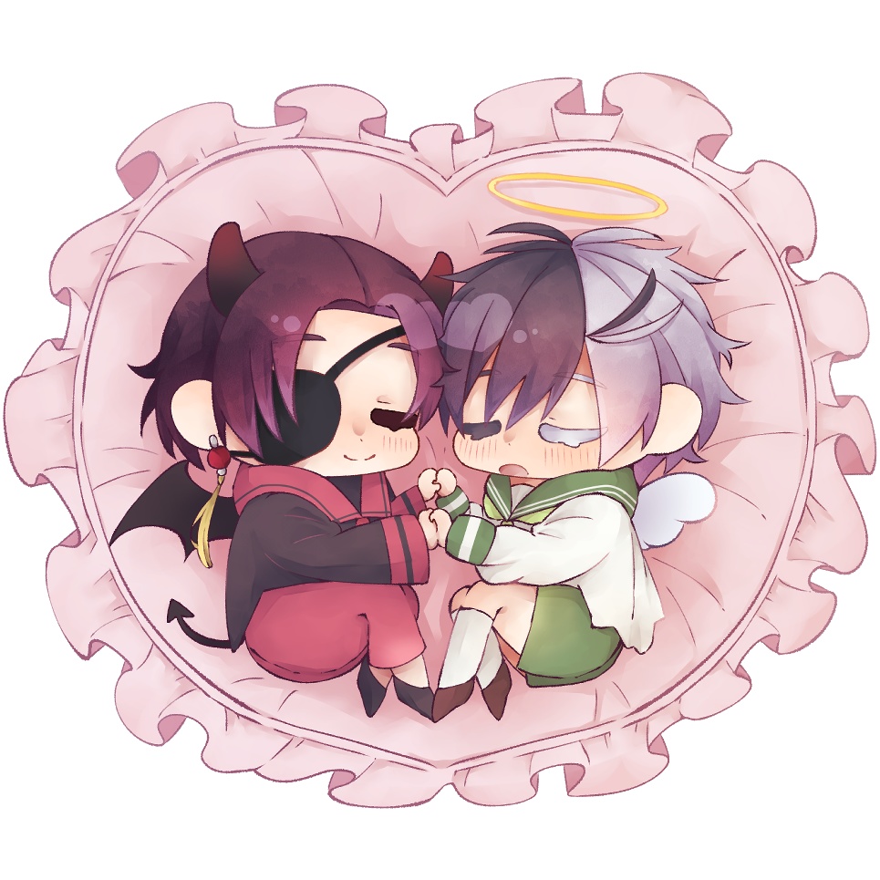 クッションキーホルダー-すおさく（天使と悪魔）