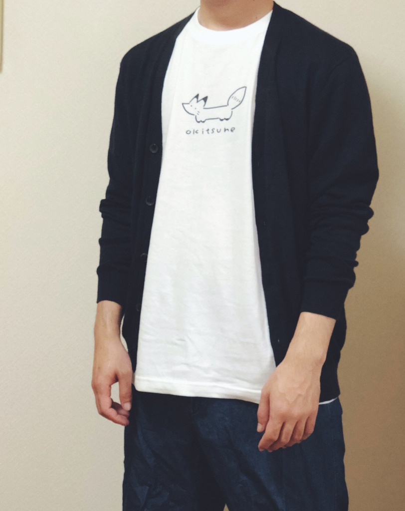 ゆるっとおきつねTシャツ白