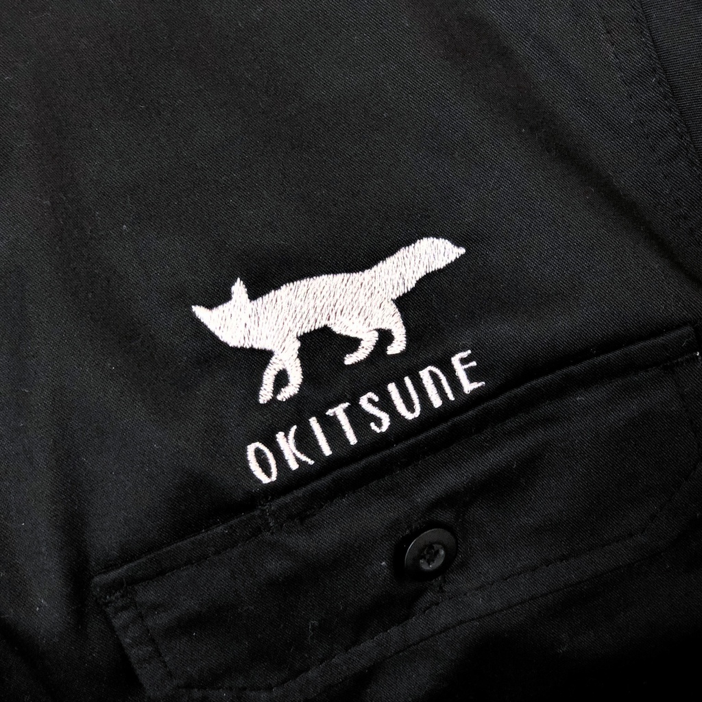 おきつね刺繍ワークシャツ