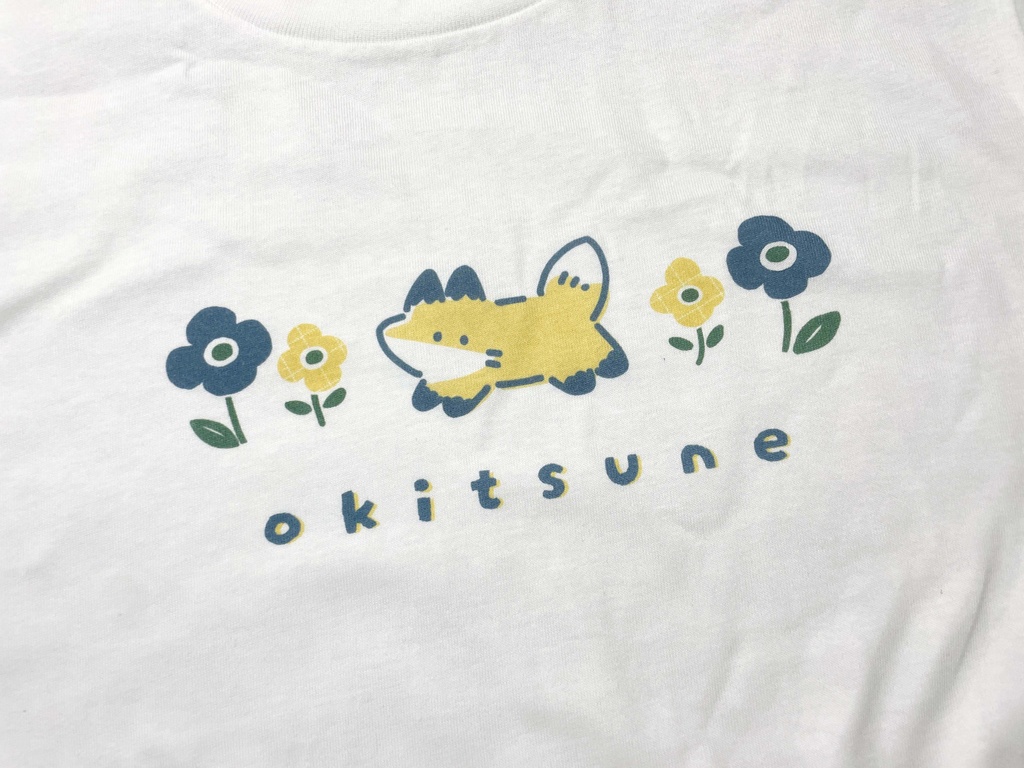 お花ときつねTシャツ