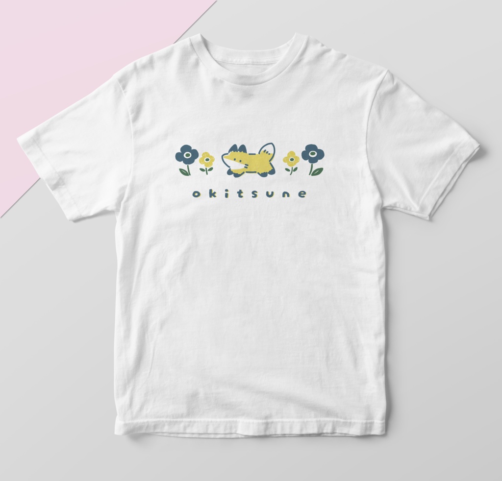 お花ときつねTシャツ