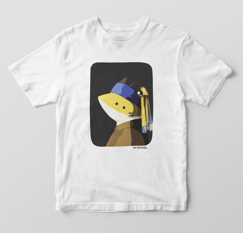 真珠の耳飾りのきつねTシャツ