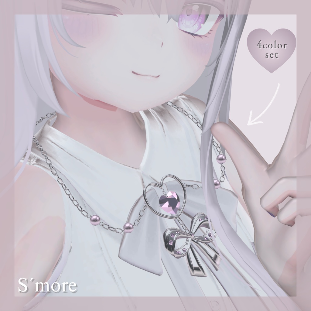 【4color set】ハートリボンチョーカー