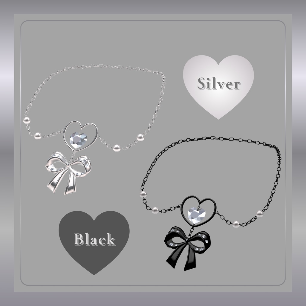 【4color set】ハートリボンチョーカー