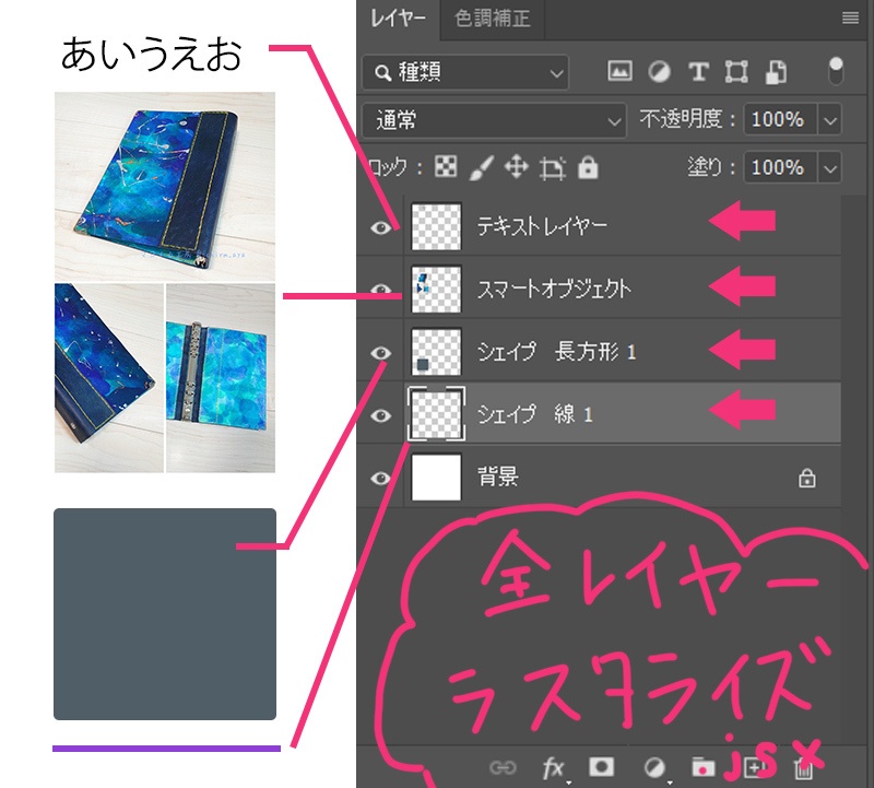 【Photoshop】レイヤーを一括ラスタライズするスクリプト【時短】