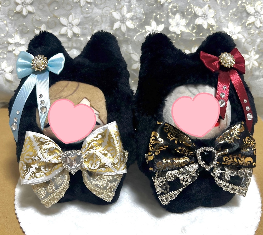ぬい着ぐるみ⟡2点セット⟡ねこ耳⟡黒×水色⟡黒×赤