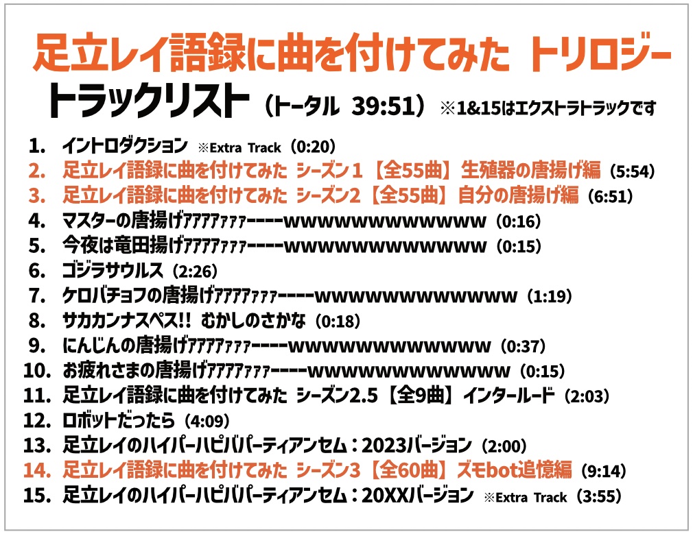 アルバム:足立レイ語録に曲を付けてみた トリロジー【CD版】