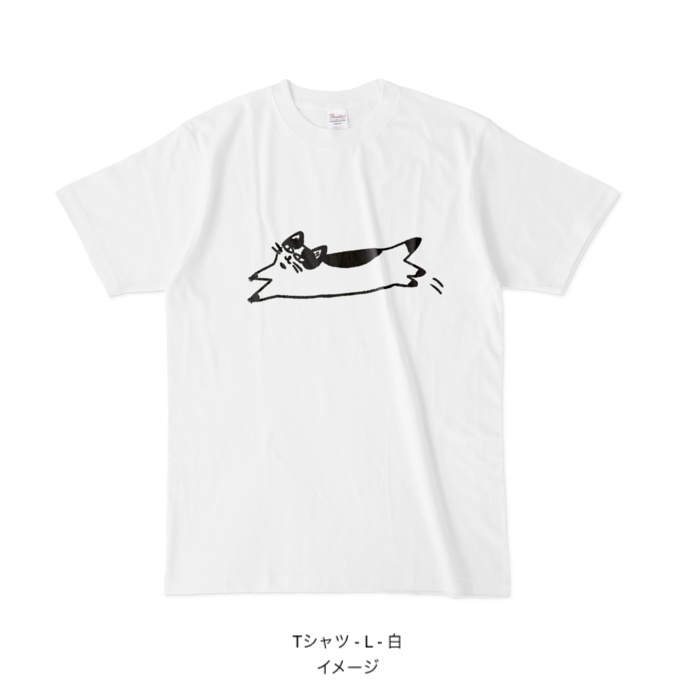 Tシャツ/catch me if you can 黒ぶち猫