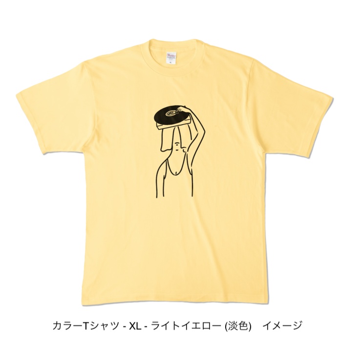 カラーTシャツ/淡色カラー/頭からレコード
