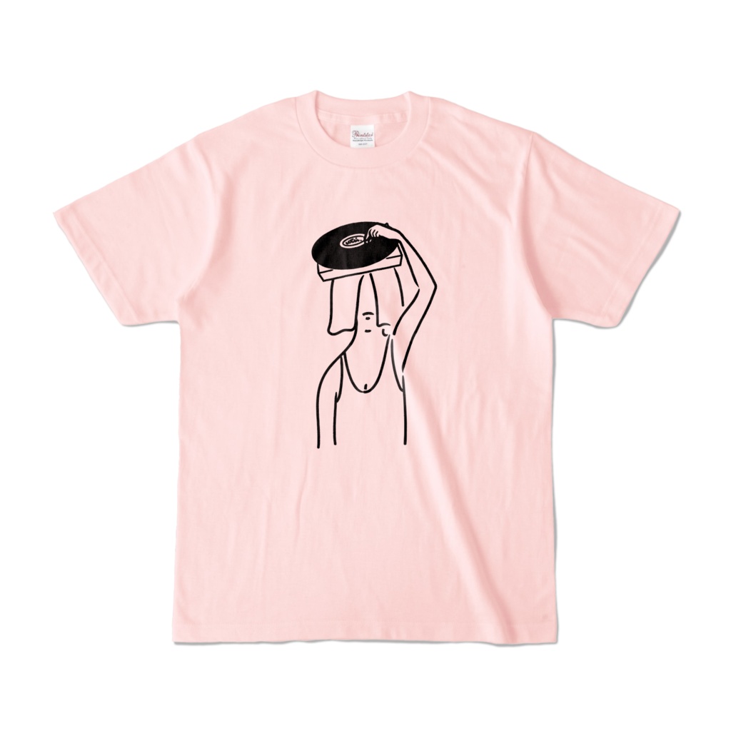 カラーTシャツ/淡色カラー/頭からレコード