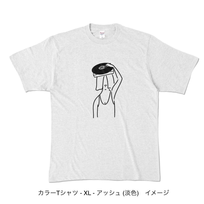 カラーTシャツ/淡色カラー/頭からレコード