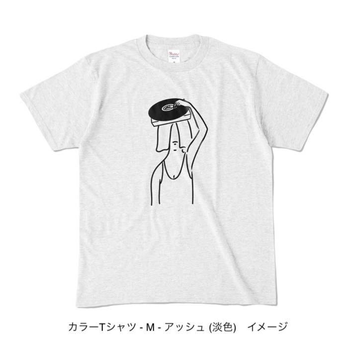 カラーTシャツ/淡色カラー/頭からレコード