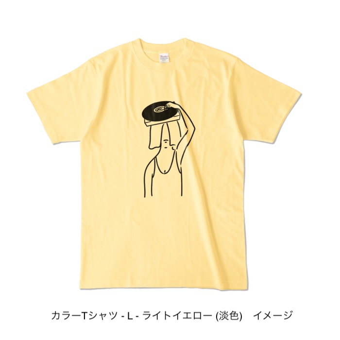 カラーTシャツ/淡色カラー/頭からレコード