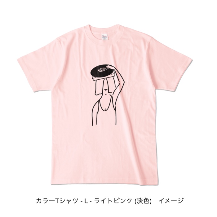 カラーTシャツ/淡色カラー/頭からレコード