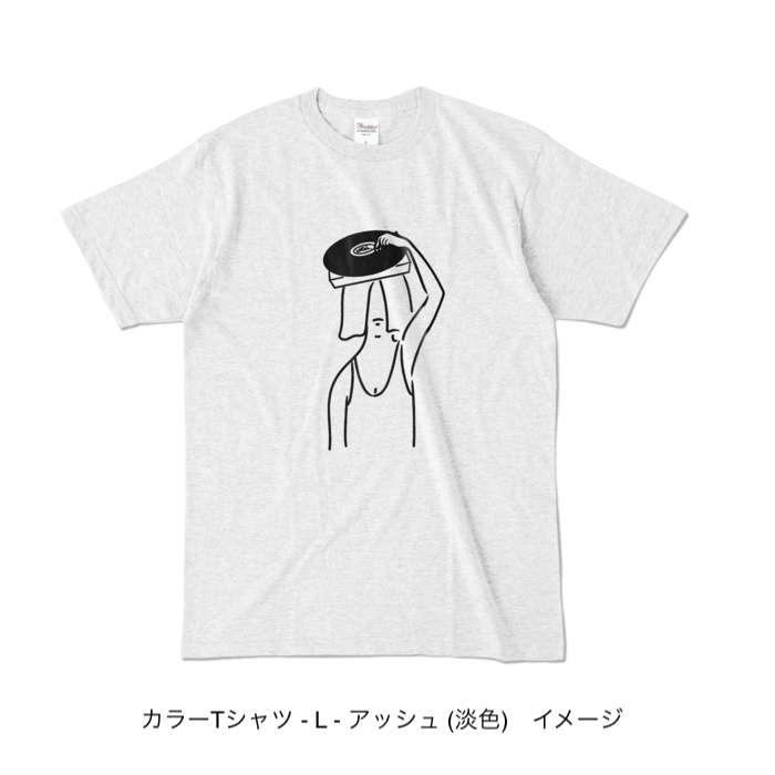 カラーTシャツ/淡色カラー/頭からレコード