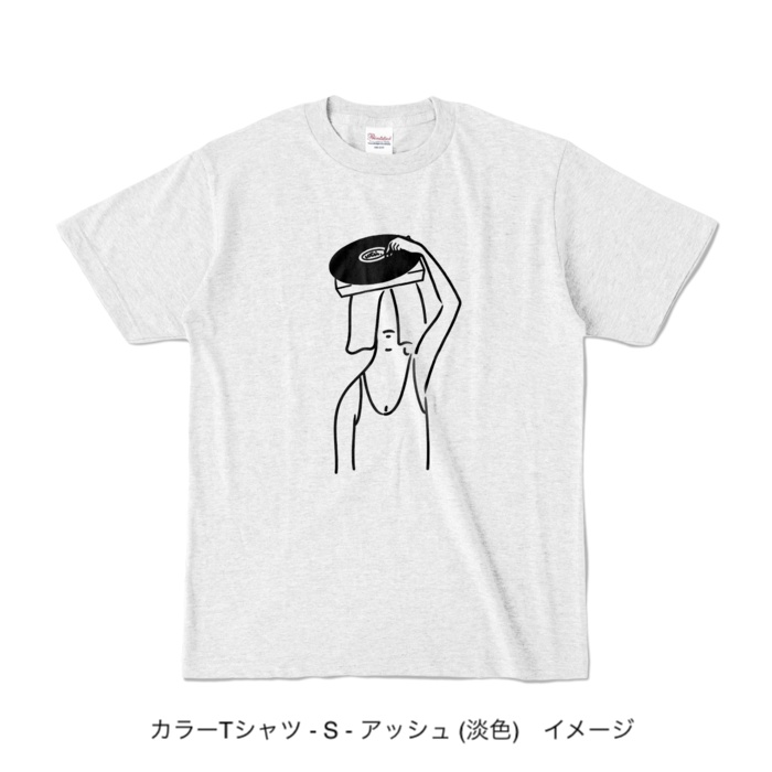 カラーTシャツ/淡色カラー/頭からレコード