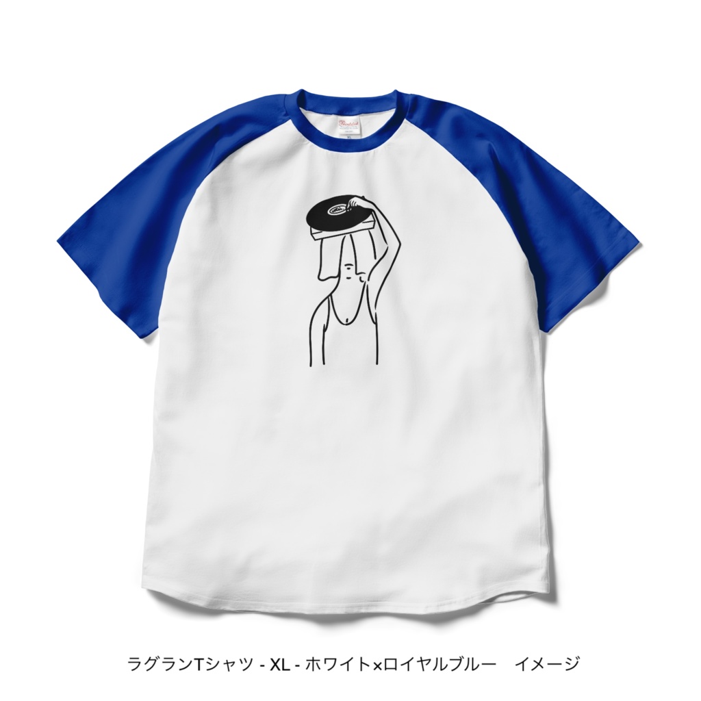 ラグランTシャツ/淡色カラー/頭からレコードかけてる