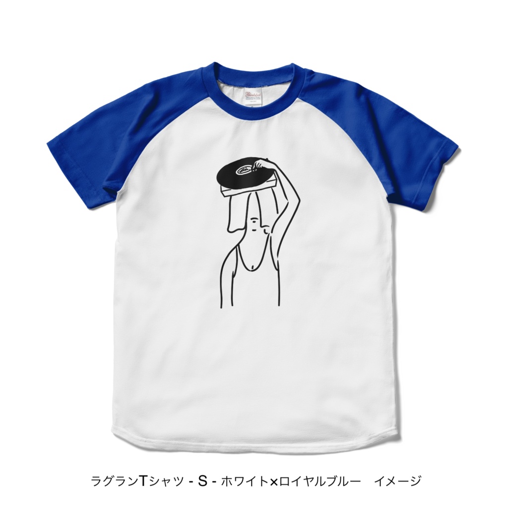 ラグランTシャツ/淡色カラー/頭からレコードかけてる
