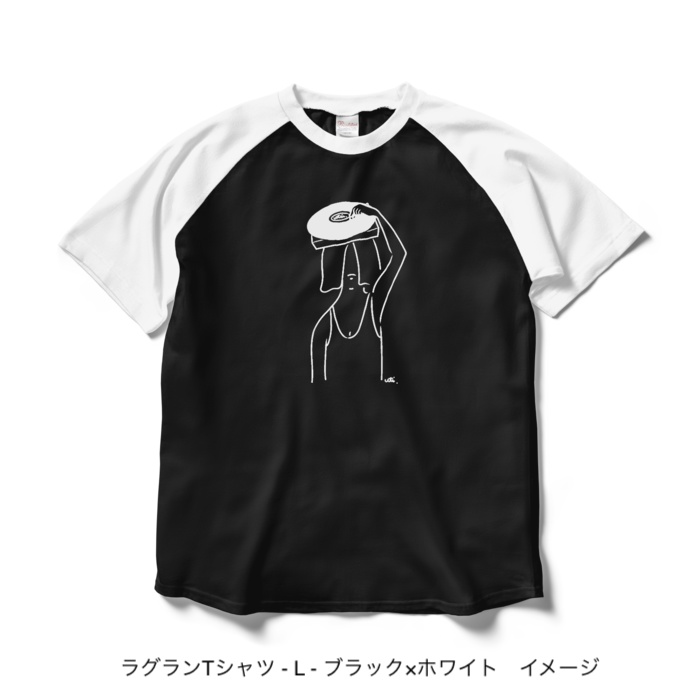 ラグランTシャツ/濃色カラー/頭からレコードかけてる
