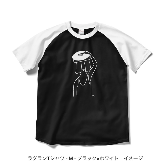 ラグランTシャツ/濃色カラー/頭からレコードかけてる