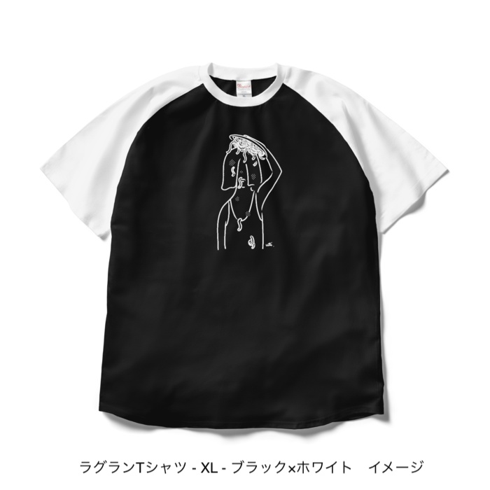 ラグランTシャツ/濃色カラー/頭からスパゲッティ