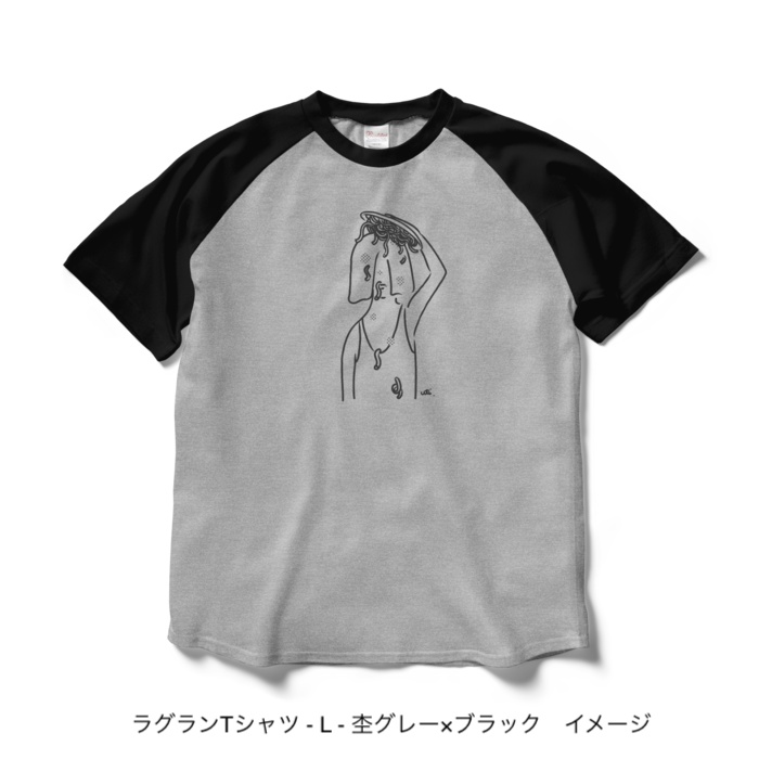 ラグランTシャツ/濃色カラー/頭からスパゲッティ