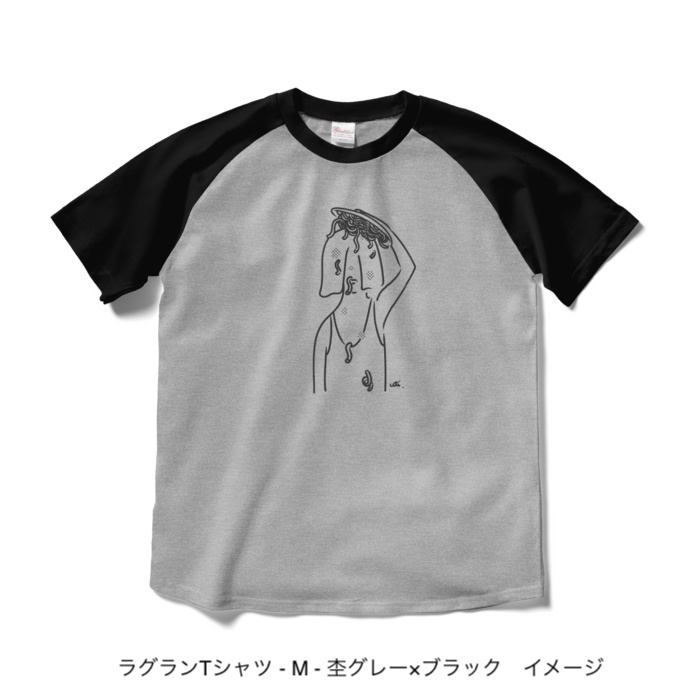 ラグランTシャツ/濃色カラー/頭からスパゲッティ