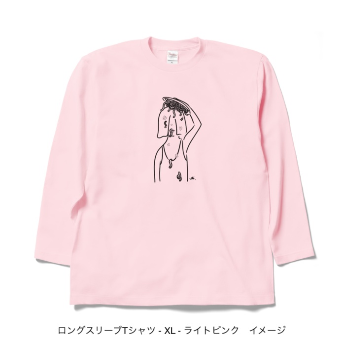 ロングスリーブTシャツ/淡色カラー/頭からスパゲッティ