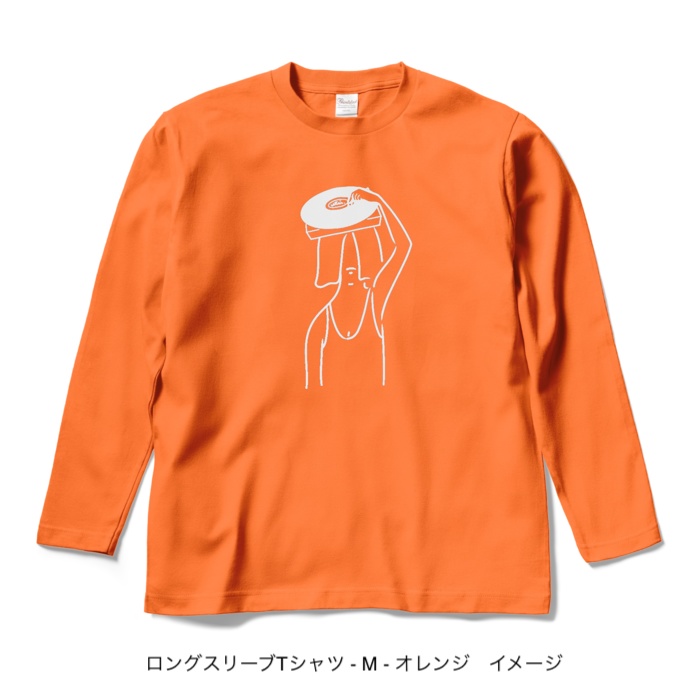 ロングスリーブTシャツ/濃色カラー/頭からレコードかけてる