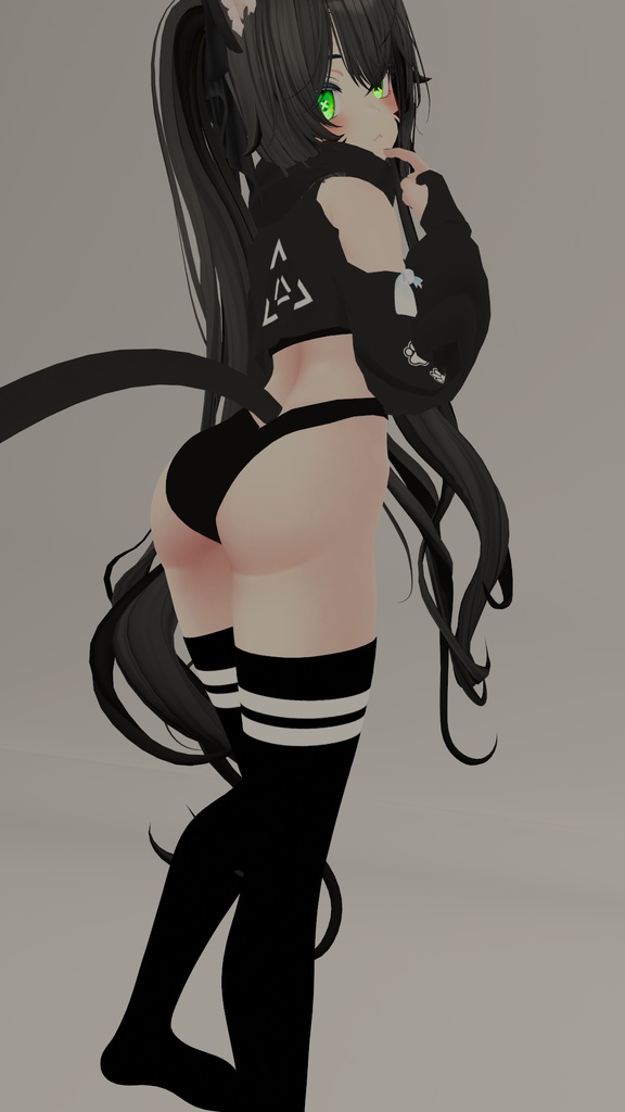 Neko Cat Thigh High Socks (Rindo, Manuka)