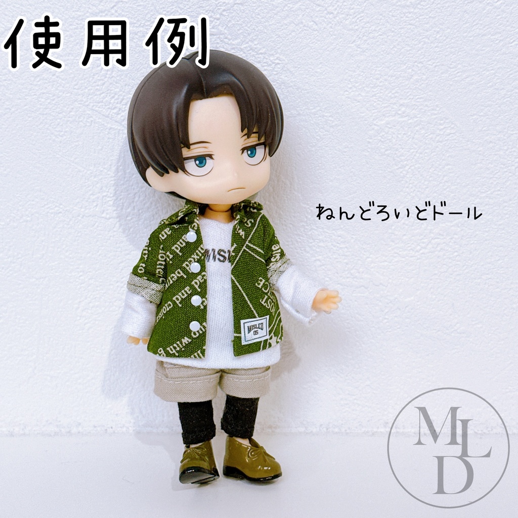 モノクロ オビツ11 ねんどろいど ドール服 シャツ ジャケット 男