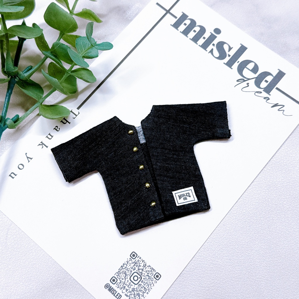 モノクロ オビツ11 ねんどろいど ドール服 黒 カーディガン 男