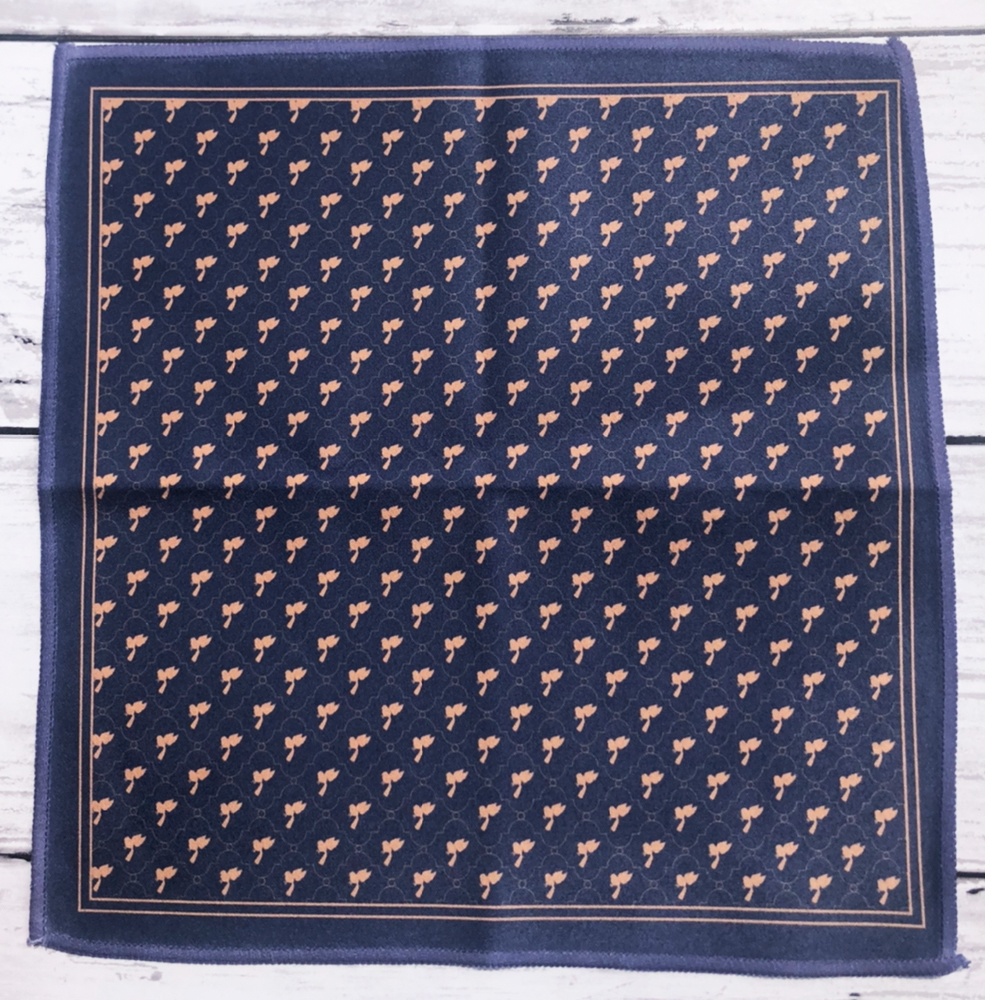 シマエナガ　ハンカチタオル(紺)