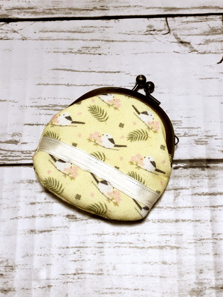 シマエナガ　ミニがま口(黄)