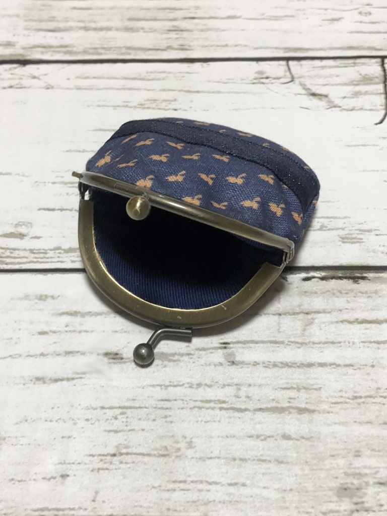 シマエナガ ミニがま口(紺)