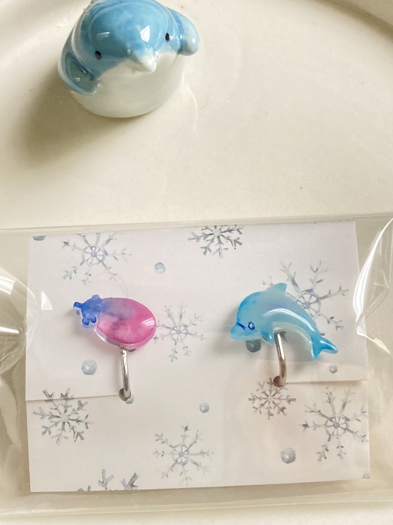 ナスとイルカのイヤリング②