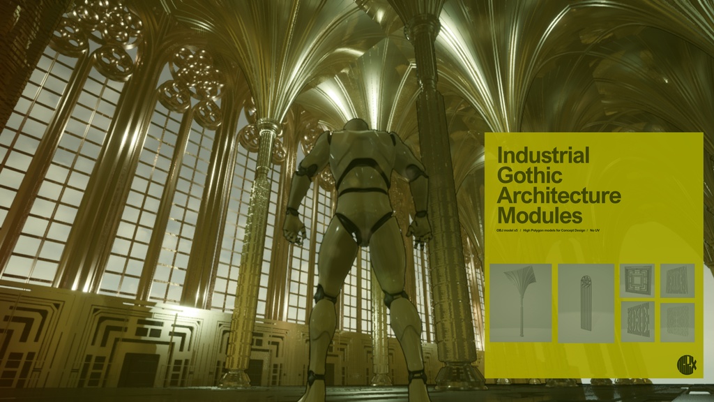 Industrial Gothic Architecture Modules x6