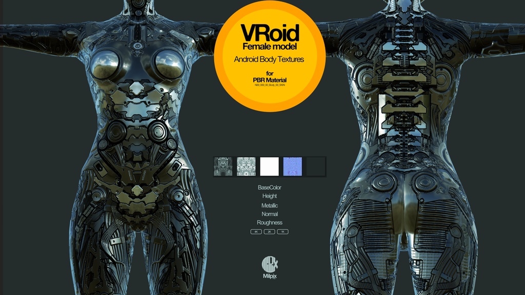 VRoid Female Android Body Textures for PBR Material