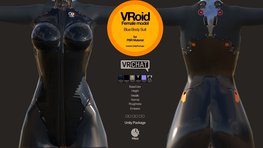 【VRoid】Blue Bodysuit Texture & Material for VRoid Female