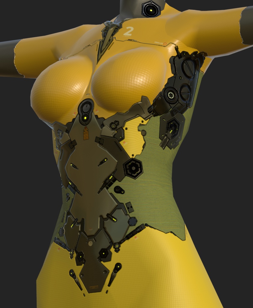 【VRoid】Yellow Bodysuit Texture & Material for VRoid Female