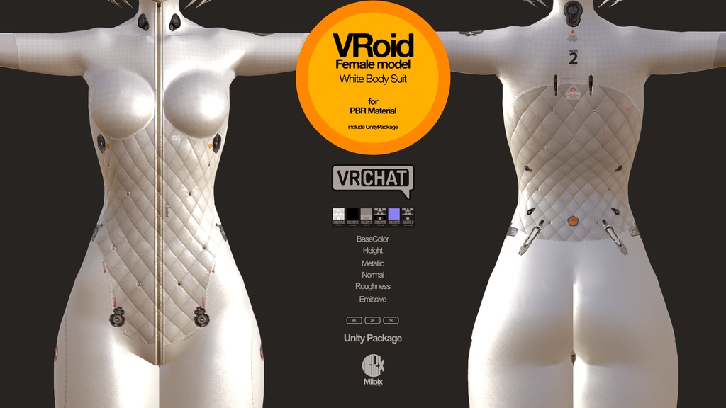 【VRoid】White Bodysuit Texture & Material for VRoid Female