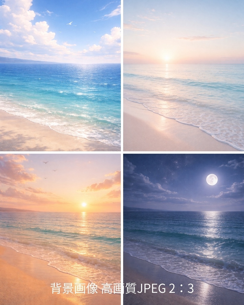 海の風景 背景画像｜4種セット ＊無料お試しあり＊  高画質JPEG 2:3 単品購入OK