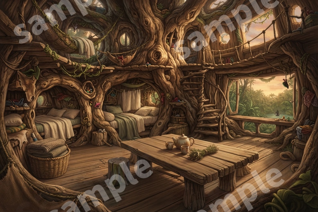 背景素材9点セット|書斎・ログハウス・ツリーハウス|TRPG配信背景 VRChatに