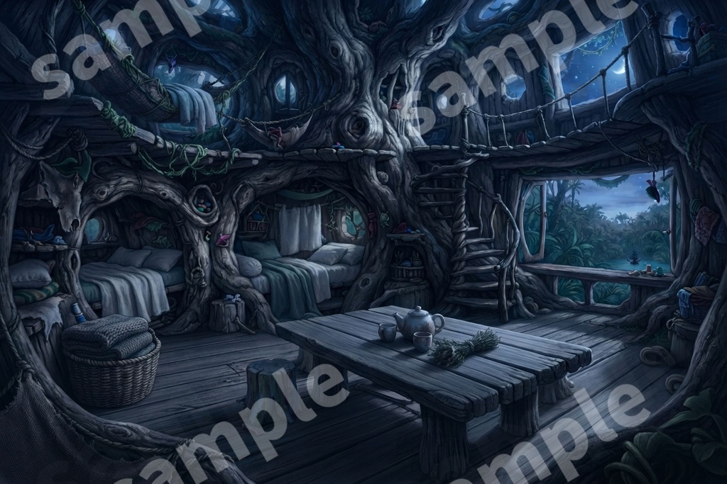 背景素材9点セット|書斎・ログハウス・ツリーハウス|TRPG配信背景 VRChatに