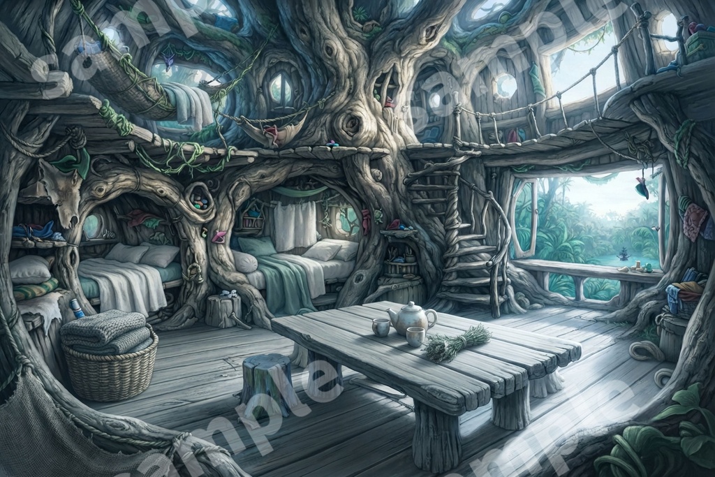 背景素材9点セット|書斎・ログハウス・ツリーハウス|TRPG配信背景 VRChatに